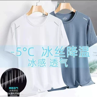 夏季短袖T恤男士薄款运动休闲半袖上衣男网眼速干冰丝跑步健身服