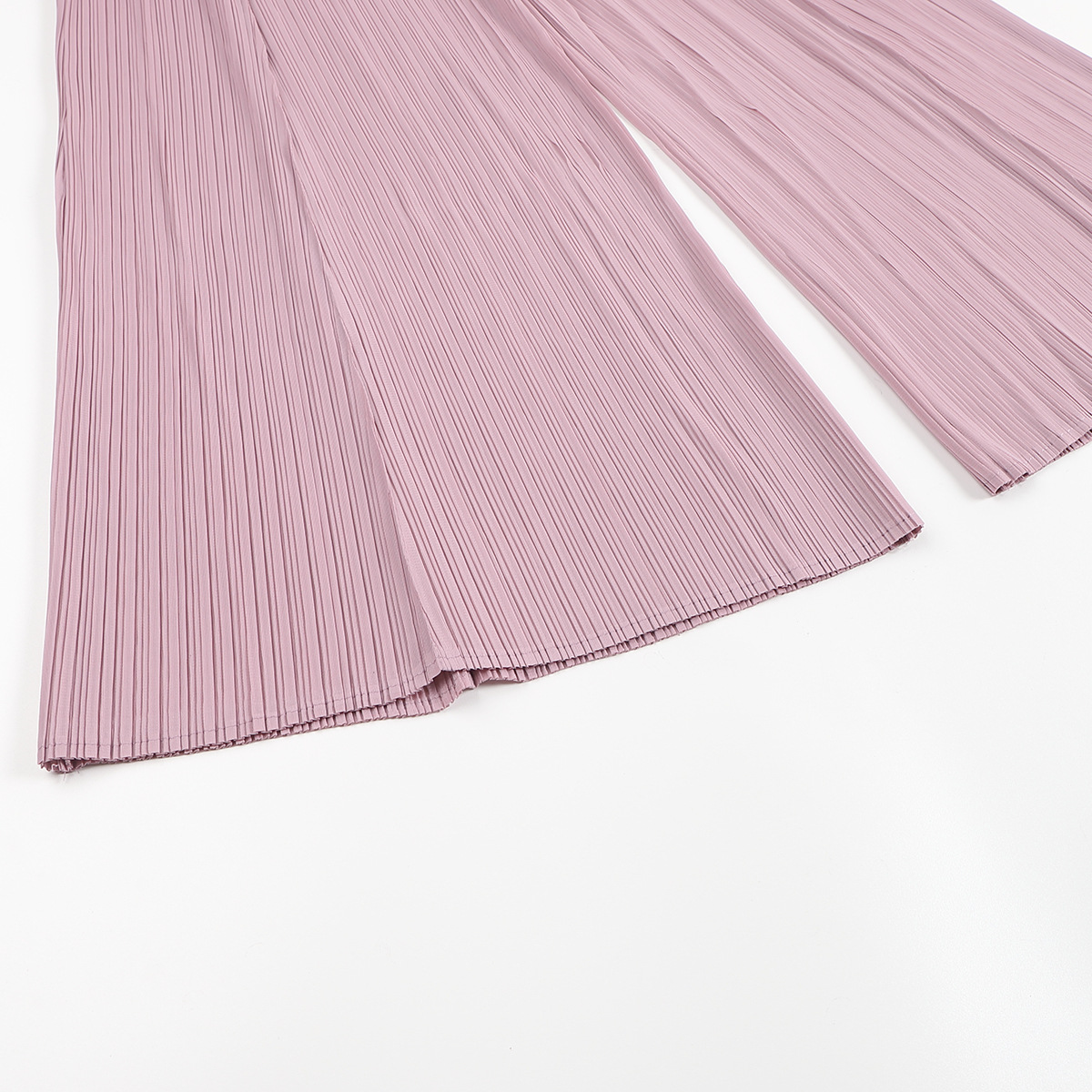 Quần culottes nữ ống rộng cạp cao xếp ly dáng suông dài midi — màu xanh nhạt chi tiết 15