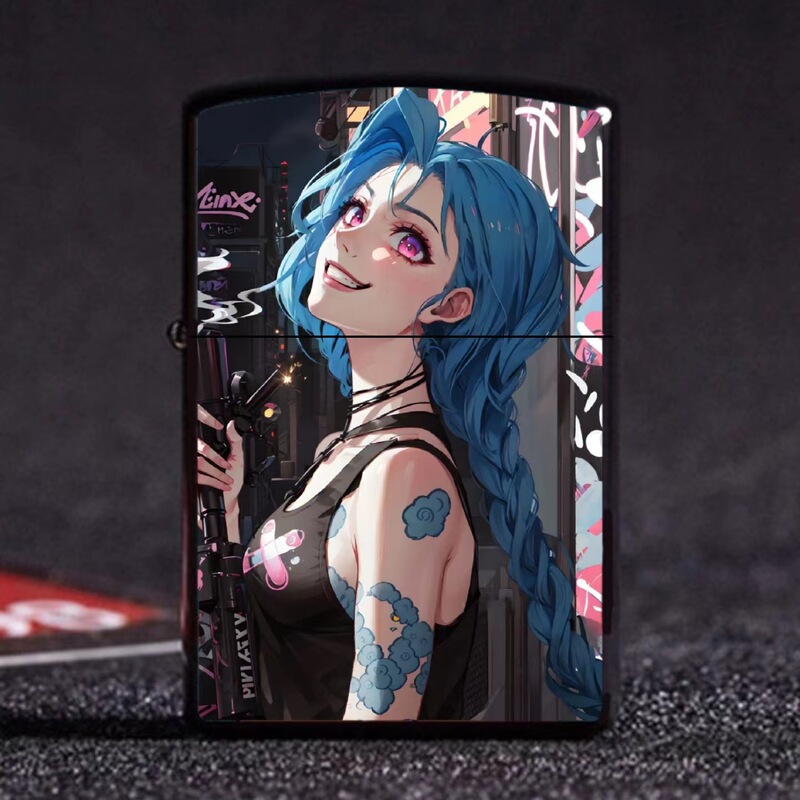 Hero League Jinx Kerosene Lighter Animation Hand Tour Clown Female Internet Red Explosions Windproof Lighter