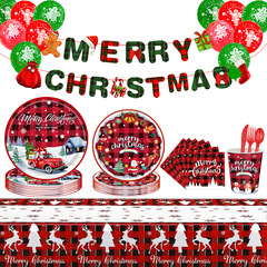 クリスマスパーティー食器フラッグセットmerry christmas紙コップ紙皿ペーパータオルナイフフォークスプーンテーブルクロス