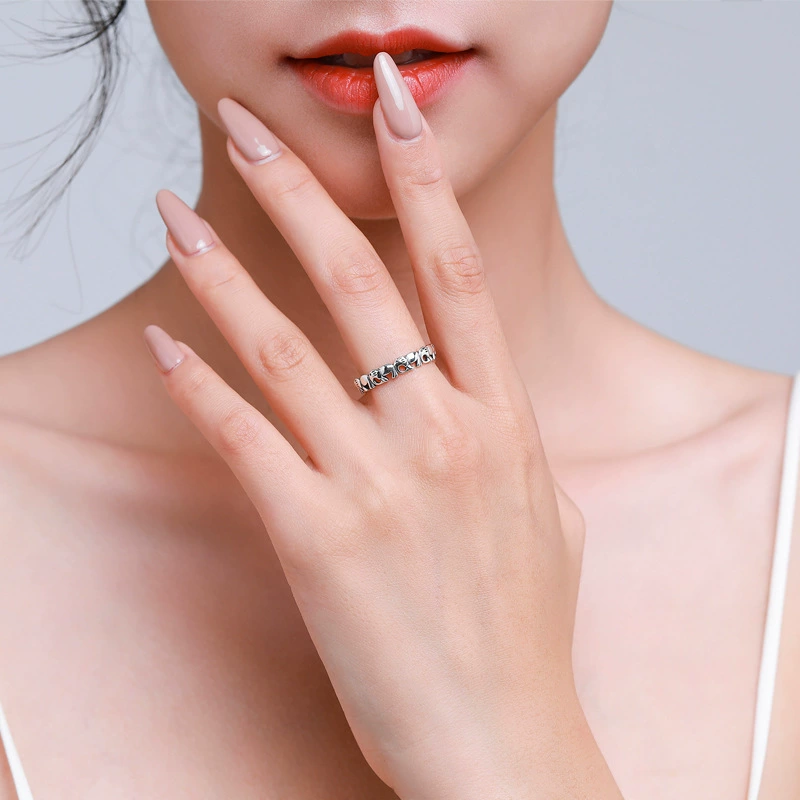 Small design fashionable universal creative ring, 925 sample silver, high-quality style, simple and elegant design, internet celebrity