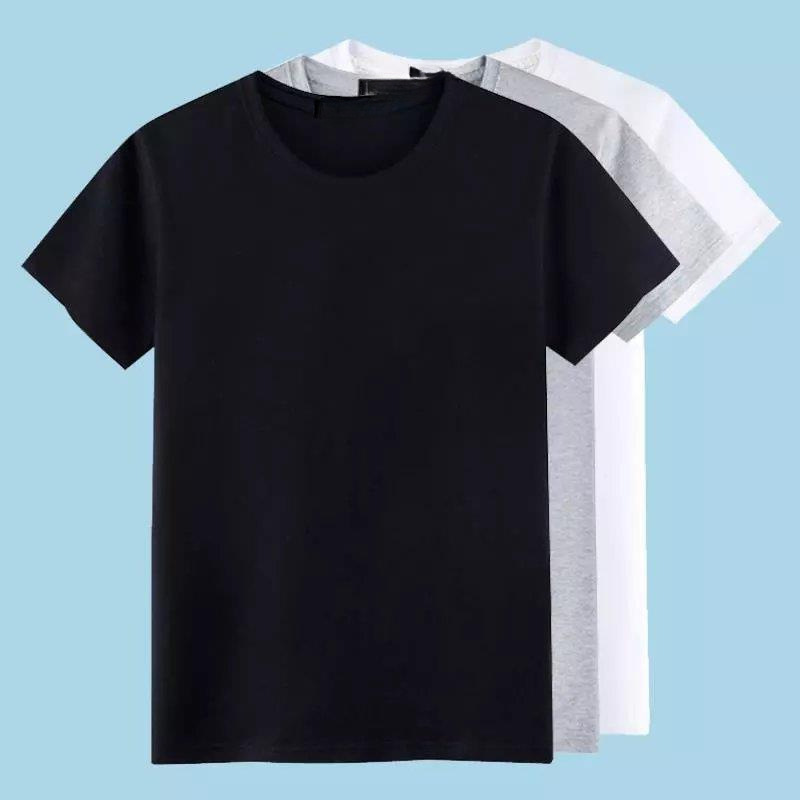 Short-Sleeved T-Shirt Men's Pure Color Pure Black All Black All White Simple Summer Pure White T-Shirt Top Half-Sleeved