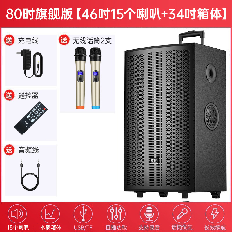 索爱广场舞音响大音量户外K歌演出超大移动拉杆蓝牙音箱2025新款|undefined