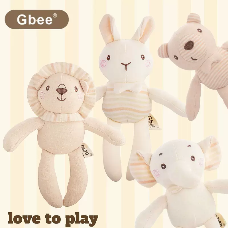 Plush Mini Doll (Gbee) — Organic Cotton, 18 cm, Baby-Safe Rattle Option