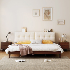 Nordic solid wood soft cloud bed 1.5 meters 1.8 meters small apartment master bedroom light luxury log cream style solid wood bed