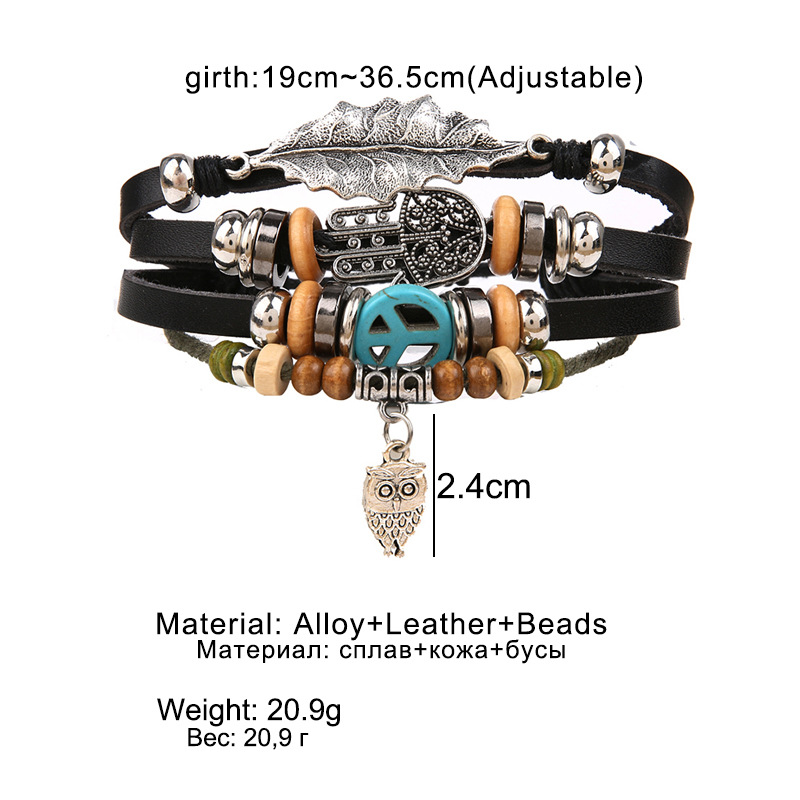 25g Weight Bracelets Classification Street Occasion Pu Leather Material Solid Color Pattern Unisex Gender Layered Design Ethnic Style Style Ethnic Style Solid Color Pu Leather Layered Unisex Bracelets 2