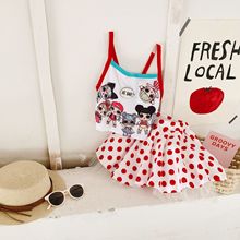 包邮夏款清仓特价 21159小女孩吊带波点半裙女童2件套