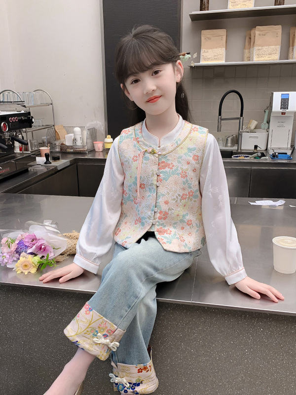 女童汉服2025新款儿童洋气国风中式套装甜美印花女宝古风三件套潮|undefined