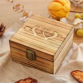木质带锁扣的戒指盒珠宝收纳盒木制婚礼礼仪式对戒盒木质珠宝首饰