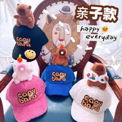 儿童棒球帽秋冬季百搭字母男童帽子羊羔绒加厚保暖冬天鸭舌帽批发