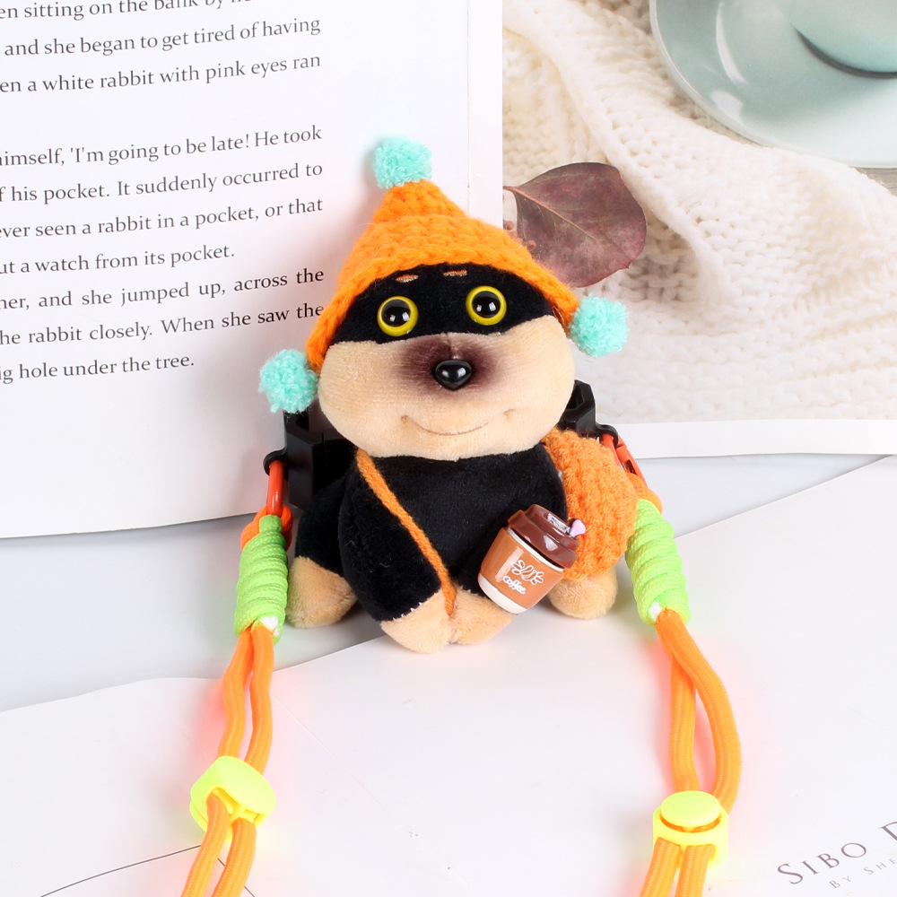 Abeja perrito muñeco de peluche para teléfono móvil clip mochila niña compras bolsa de teléfono móvil dibujos animados lindo cachorro colgante