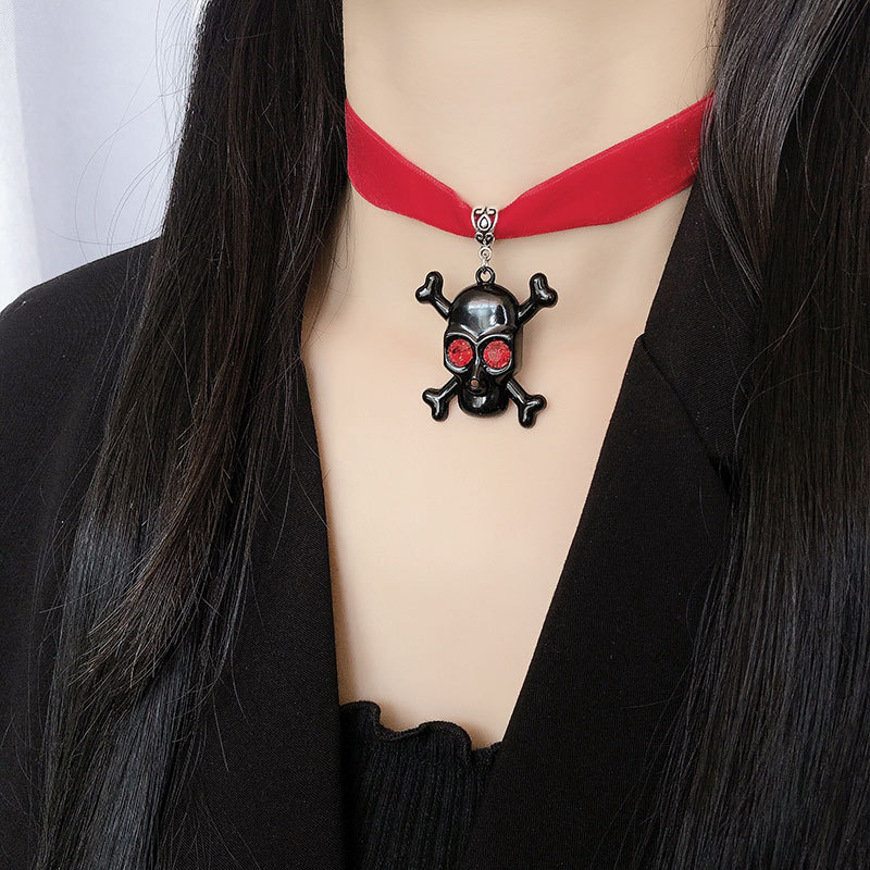 Ot Vendita Punk Dark Skull Choker Clavicola Catena Versatile Street Style Collana Accessori Halloween_voghion.com