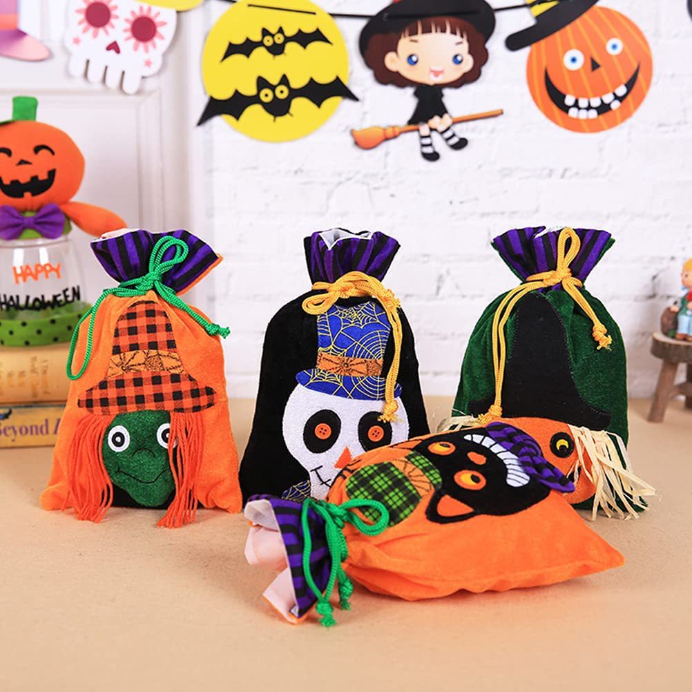 Decoración de Halloween bolsa de caramelo bolsa de regalo de terciopelo para niños Ghost Festival Portátil Bolsa de bruja de calabaza fiesta diseño de vacaciones