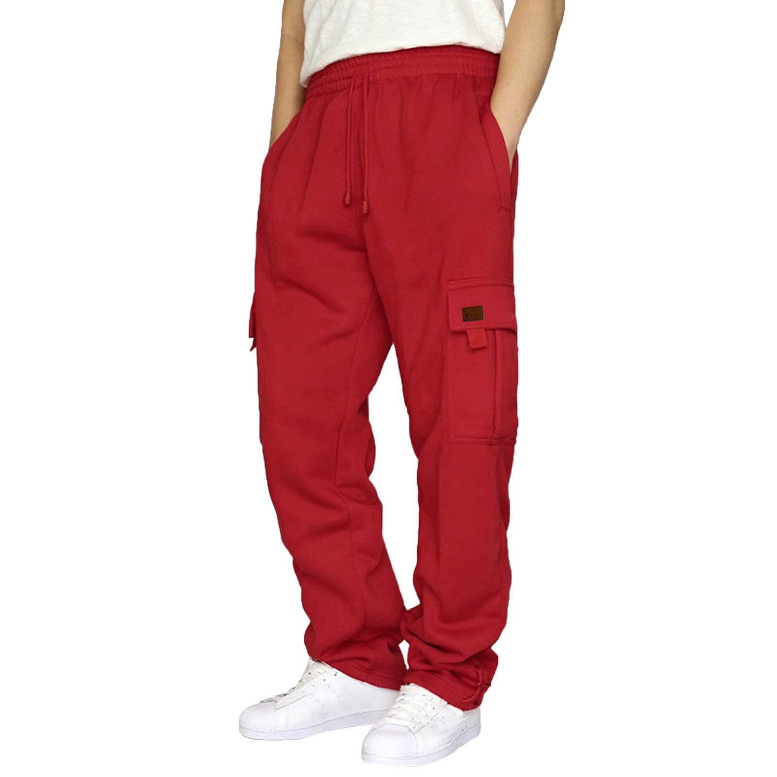 1 Cross-Border Foreign Trade Hot-Selling Men's Casual Fleece-Lined Jogger With Multiple Pockets And Drawstring_voghion.com