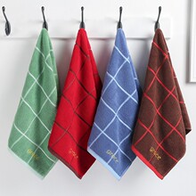 洁丽雅毛巾正品纯棉面巾大红色格子婚庆团购单毛巾舒适大方6300-1