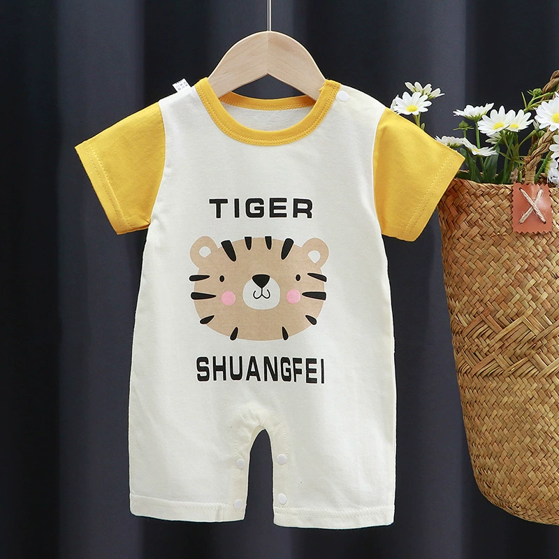 Short-Sleeve Baby Romper Summer Bodysuit, Newborn Girls, Thin Lightweight, 59–90 cm