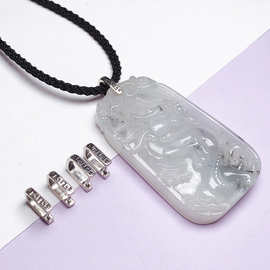 s925纯银复古银夹扣银扣项链坠扣子玉扣花式夹扣头男女通用银扣头