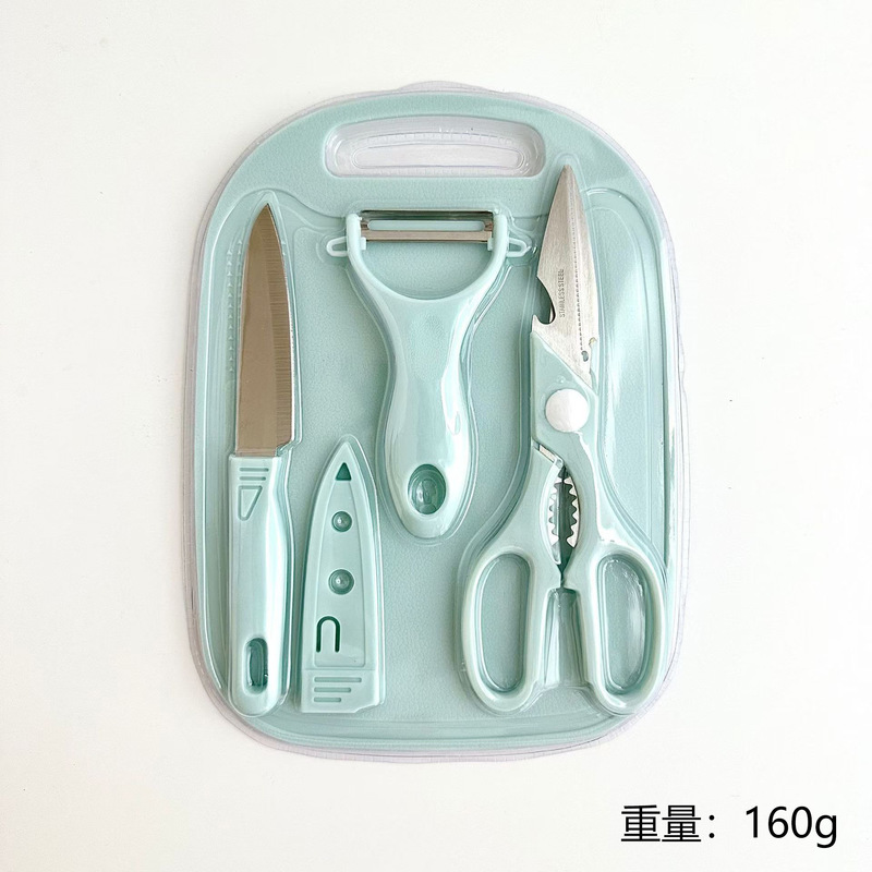 赤ちゃんの補助食品刃物キッチンステンレス刃物セット家庭用包丁まな板調理器具果物ナイフ4点セット|undefined