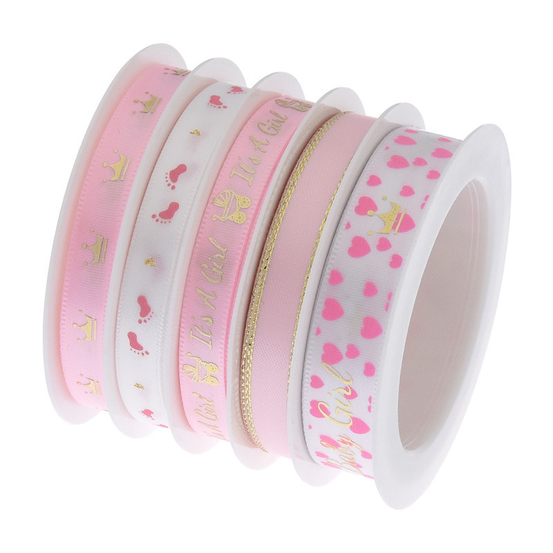 Transfronterizos estampado cochecito coronas pie cinta bebé embalaje de regalo cinta bebé luna llena chica cinta de rosa