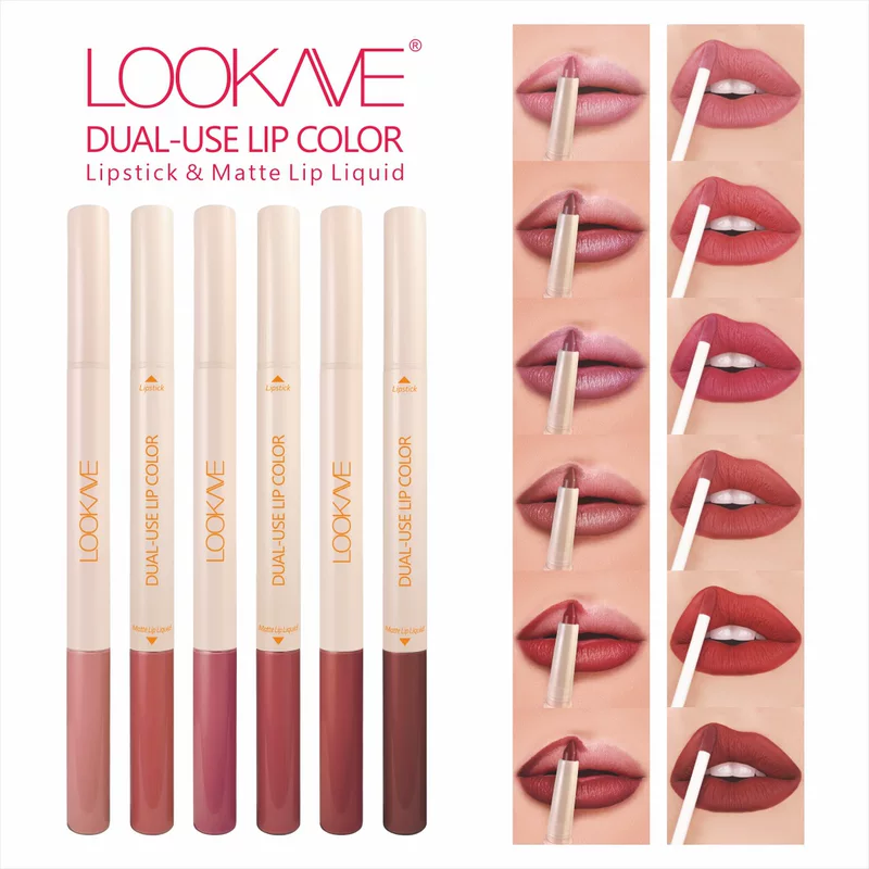 [LOOKAVE Dual-Use Lip Color двойной наконечник помада блеск Lipstick Matte Lipgloss]