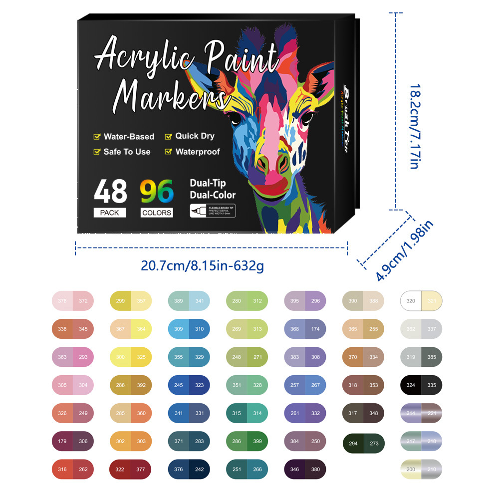 Amazon venta caliente doble cabeza de acrílico bicolor marcador de lápiz de dibujo infantil conjunto de papelería 72 color graffiti marcador de lápiz