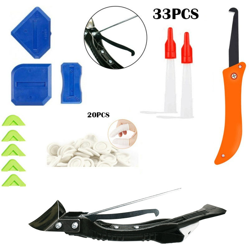 33件套美缝喷嘴5合一钩刀金属刮板密封刮刀乳胶手套填缝工具