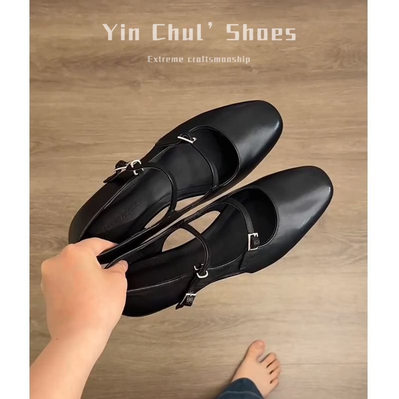 【现货秒发】简约一字扣玛丽珍鞋女法式配裙子不累脚浅口粗跟单鞋|undefined