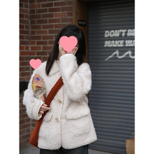 奶兔星球-自制 波波绒牛角扣仿羊羔毛外套女