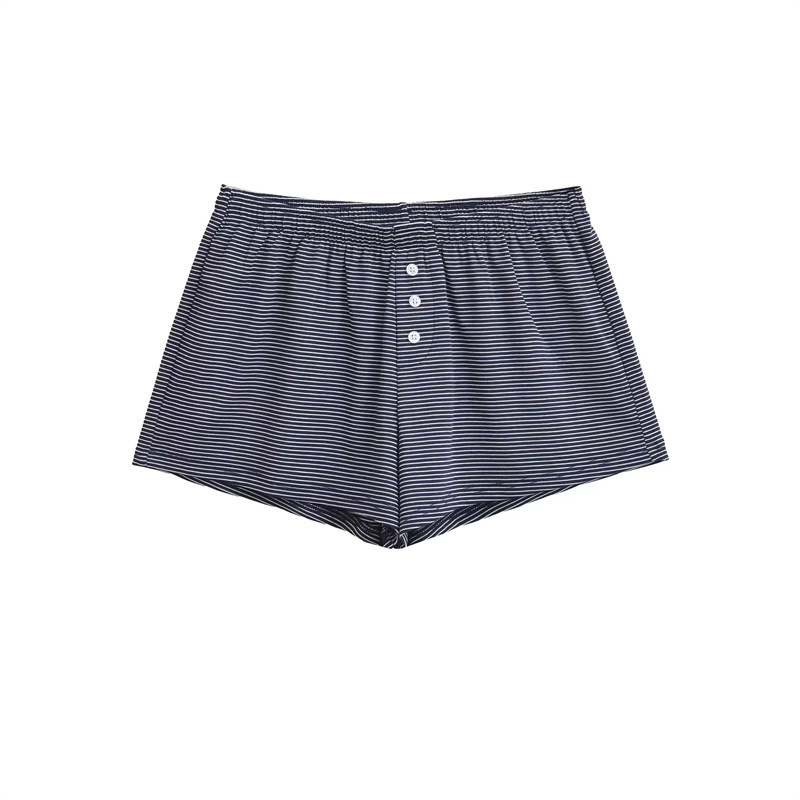 American Sports Casual Straight Pants for Hot Girls Elastic Low-Waist Button Striped Shorts Summer New Sexy Hot Pants