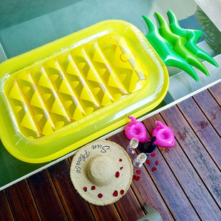 Adult Pineapple Swimming Ring Female Floating Pineapple Floating Bed Water Inflatable Toy Floating Air Cushion Mount Internet Celebrity