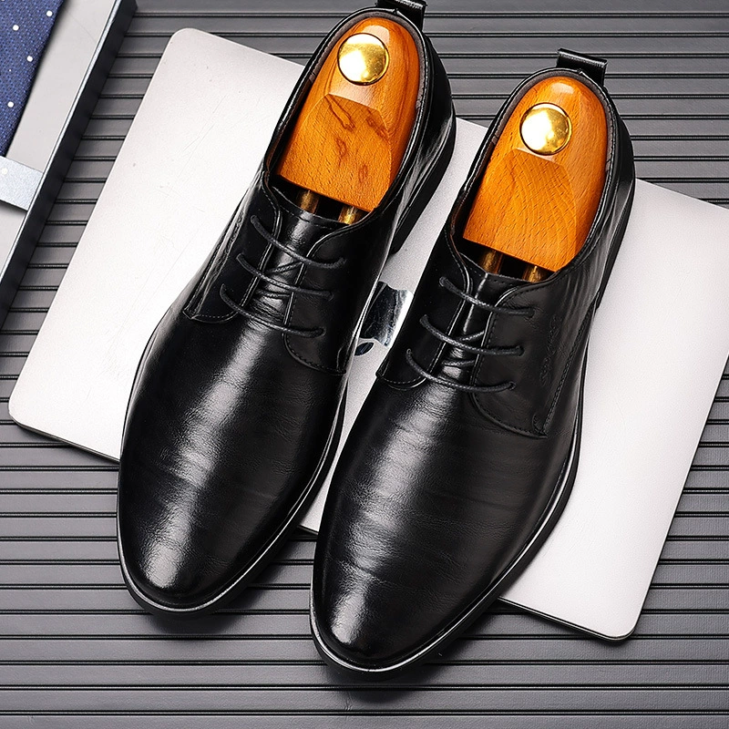 Деловая официальная Мужская обувь черная обувь дышащая обувь кожаная обувь Joker Мужская кружевная папочная обувь оптом поколение волос