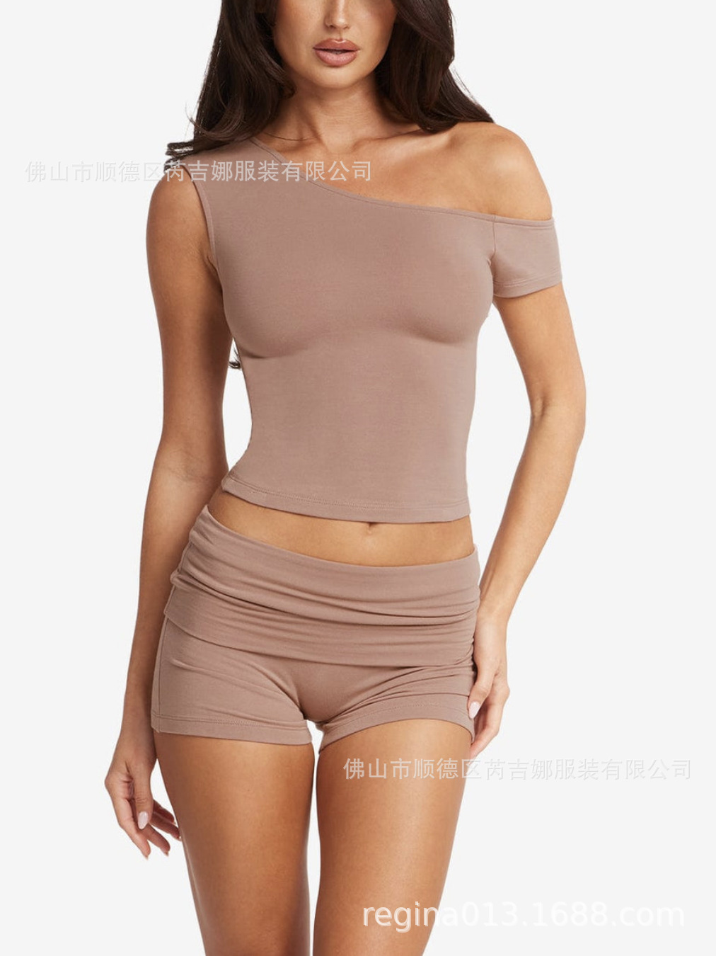 Suit de fitness europeo y americano chaleco de manga corta de yoga de cintura alta pantalones cortos deportivos para correr ocio delgados desnudos transpirables
