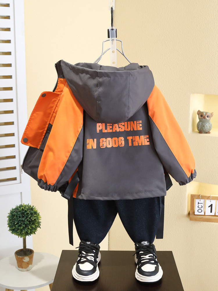 7569 cortavientos de correas a juego de colores para niños 2025 primavera nueva chaqueta casual para niños pequeños y medianos comercio exterior para niños