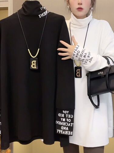 European goods large version double-sided German velvet high-neck base shirt for women 2024 autumn and winter new loose long-sleeved warm top for women