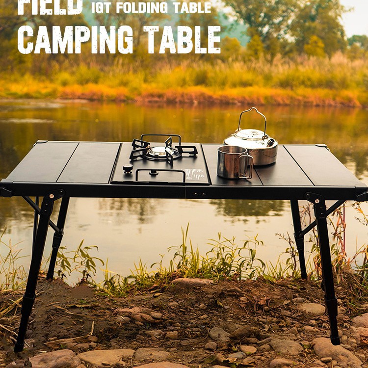 CLS户外折叠桌露营便携蛋卷桌野餐烧烤桌IGT炉移动厨房升降铝板桌