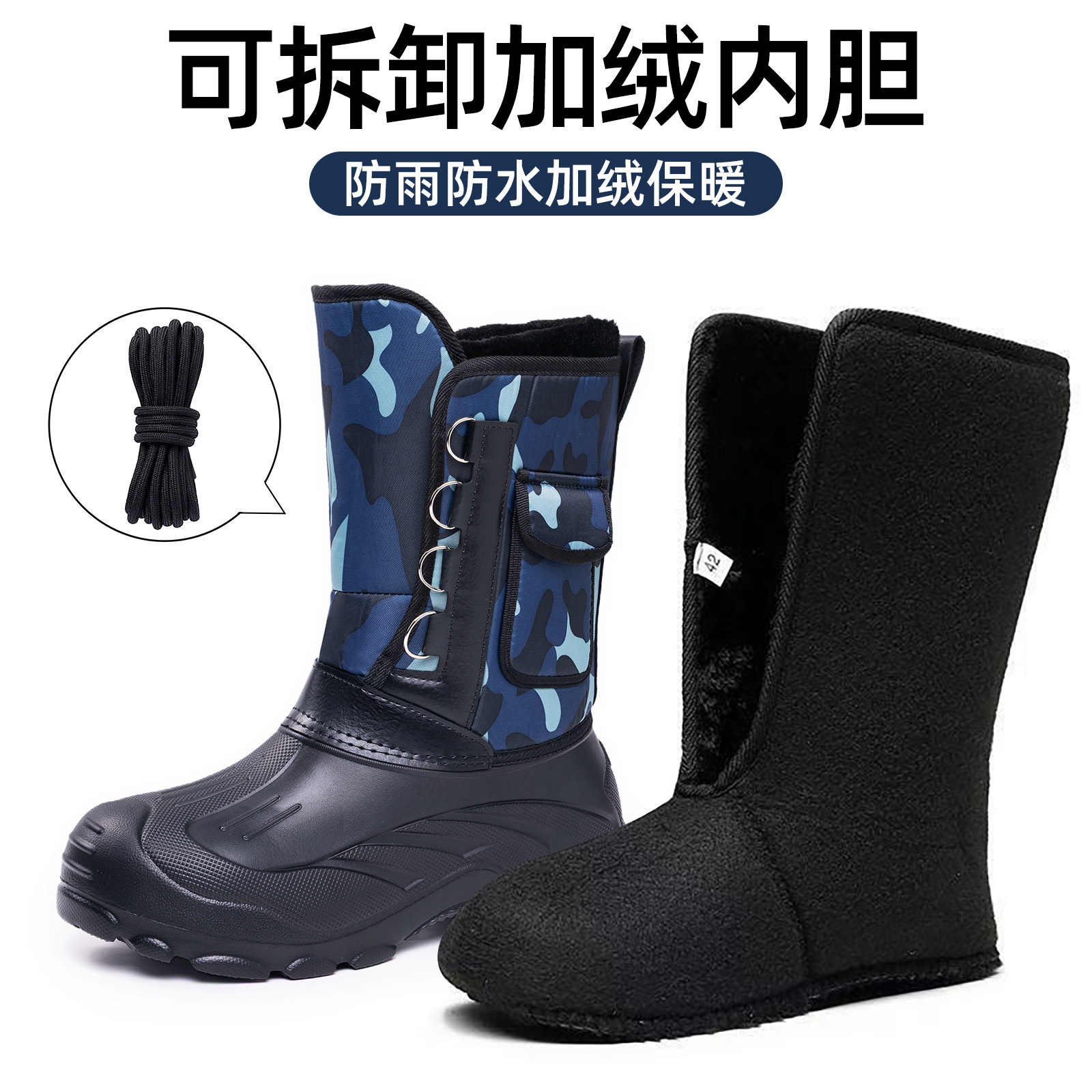 Zapatos para hombres botas de nieve, una botas de algodón caliente, botas de algodón impermeables y anticongelantes, botas gruesas
