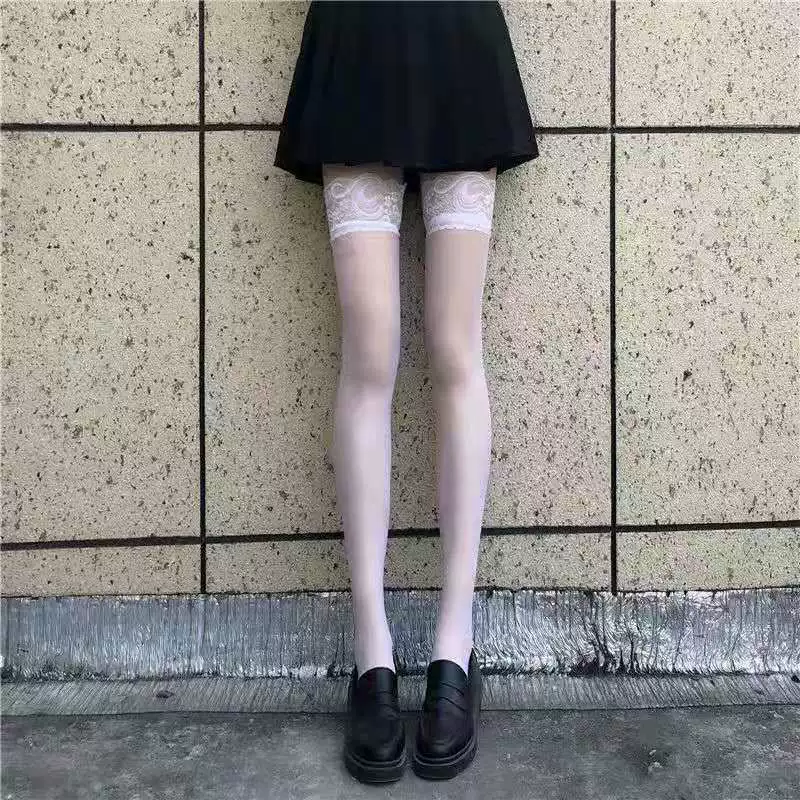 Lace tights, Japanese cute uniform style, patterned net, one size
