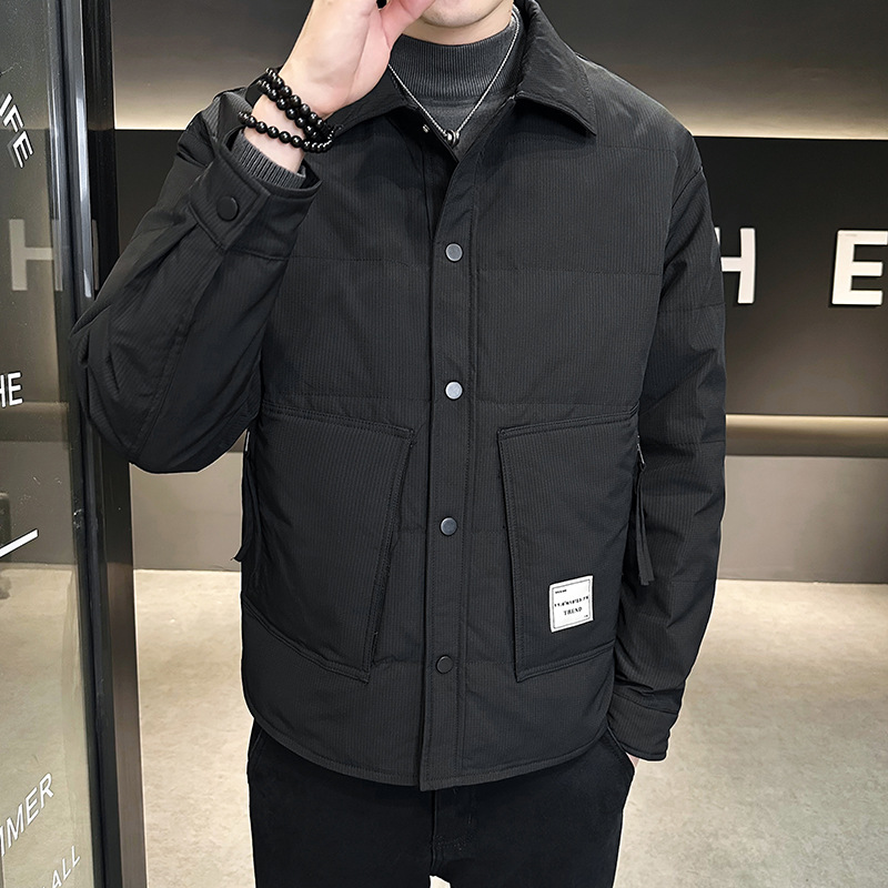 2024 가을과 겨울 새로운 옷깃 라이트 짧은 다운 재킷 남성 캐주얼 재킷 따뜻한 느슨한 코트 도매