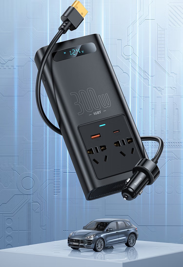 Baseus Car Inverter 12V to 220V Car Cigarette Lighter Adapter High-Power Charger Power Supply