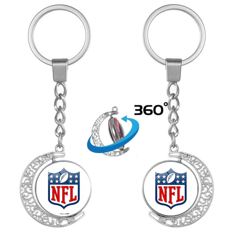 NFL football team logo time gem double-sided rotating pendant keychain pendant pendant jewelry wholesale
