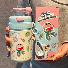 クレヨンしんちゃんかわいいクリエイティブ保温カップ女子ステンレスカップ児童ストローカップ男子屋外カップルプレゼント