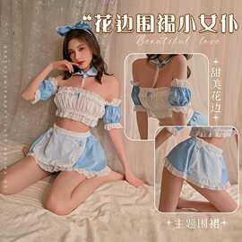 纯欲风暖床小女仆露臀抹胸制服套装情趣内衣性感免脱诱惑套装代发