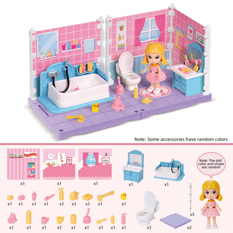ミニシミュレーションキッチン書斎寝室バスルーム家具女の子子供ままごとおもちゃセット卸売ドールハウス|undefined