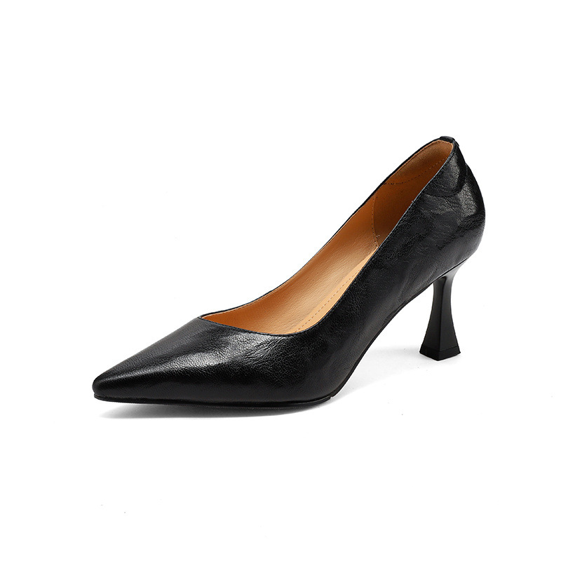 Giày cao gót mũi nhọn kiểu Pháp size 33-41, giày nữ xuân thu mới, giày cao gót đơn giản đi làm — Màu nâu chi tiết 20