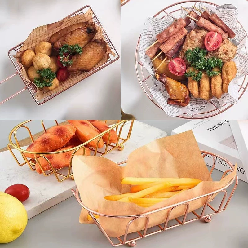 Креативная золотая корзина для картофеля фри корзина для жареной курицы корзина для крыльев курицы корзина для закусок корзина для хлеба западный ресторан креативная корзина для закусок жареная корзина стойка