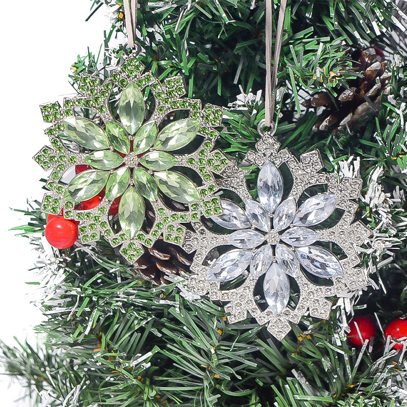 Christmas Snowflake Creative Pendant Christmas Tree Small Pendant Rhinestone Metal Christmas Window Decoration Small Gift
