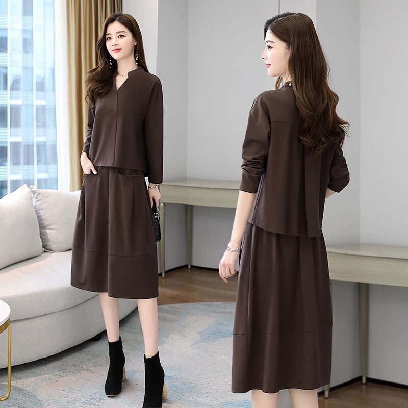 Women's early autumn dress set 2026 new fashion stylish age-reducing slimming elegant chic two-piece outfit Women's early autumn dress set 2026 new fashion stylish age-reducing slimming elegant chic two-piece outfit