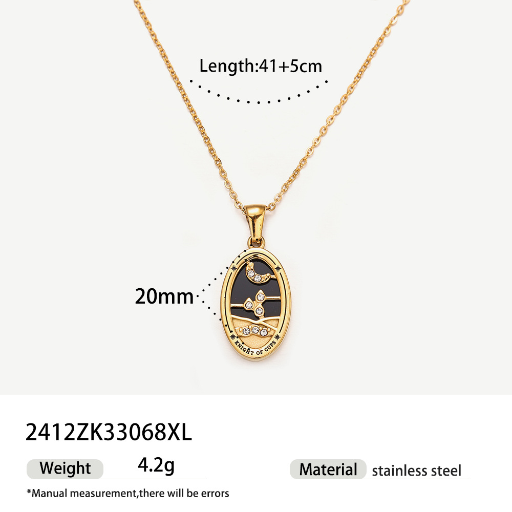Taena Collar de etiqueta de acero inoxidable europeo y americano Diseño de nicho femenino Collar de tarot Xingyue Collar de acero de titanio que no se desvanece image 8