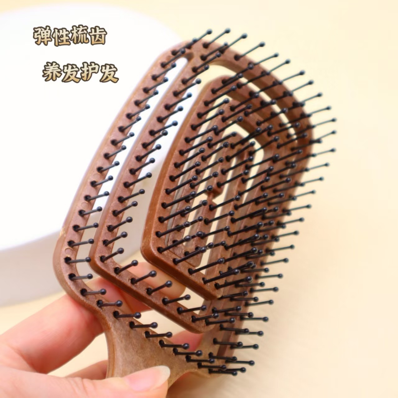 Masaje transfronterizo hueco pein de madera cabello largo damas flojo cabello casero mosquito pein de cerdas de cerdo pein de cabello