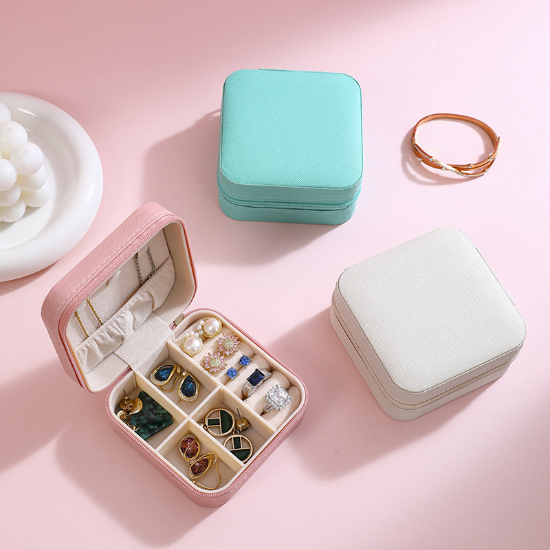 Caja de joyería de estilo coreano caja de almacenamiento de hogar pequeña caja de viaje portátil de viaje pendientes collar anillo caja de joyería al por mayor